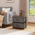 Costway Lot de 2 commodes à 2 tiroirs en tissu, organiseur de rangement, table de chevet/canapé