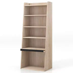 Étagère à 6 niveaux Costway avec 2 étagères réglables, porte relevable et 5 étagères ouvertes pour chambre à coucher