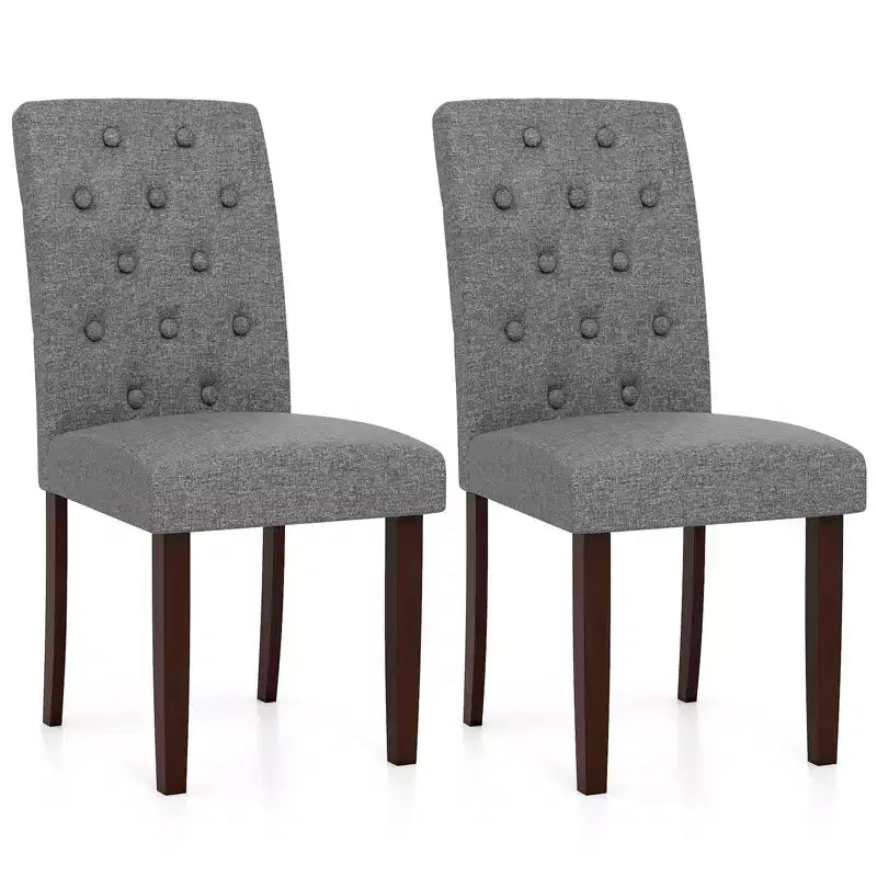 Costway Lot de 2 Chaises de Salle à Manger en Bois avec Pieds en Bois d'Hévéa, Siège Rembourré, Ressorts en S, Dossier Haut