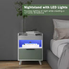 Costway Lot de 2 tables de chevet modernes avec lumières LED, compartiment ouvert et tiroir