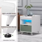 Costway Lot de 2 tables de chevet modernes avec lumières LED, compartiment ouvert et tiroir
