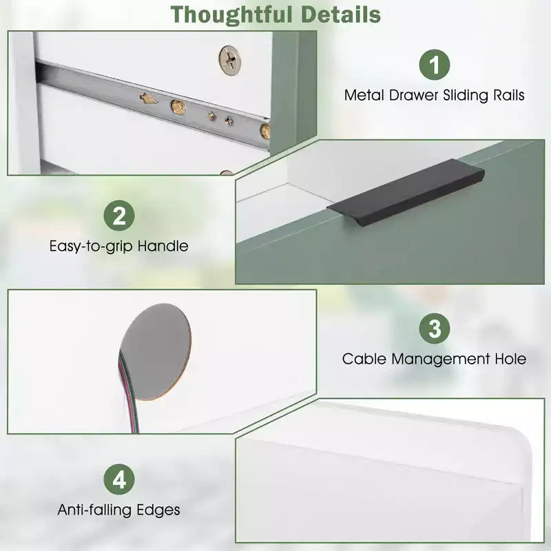 Costway Lot de 2 tables de chevet modernes avec lumières LED, compartiment ouvert et tiroir