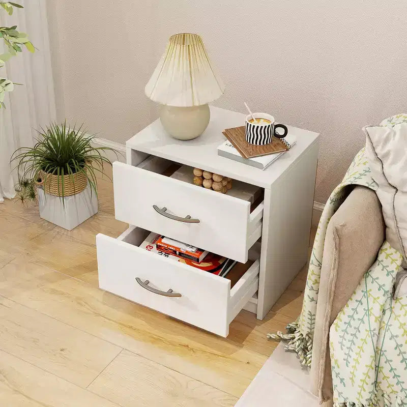 Costway Table de Chevet Moderne à 2 Tiroirs avec Rangement pour Salon Chambre à Coucher
