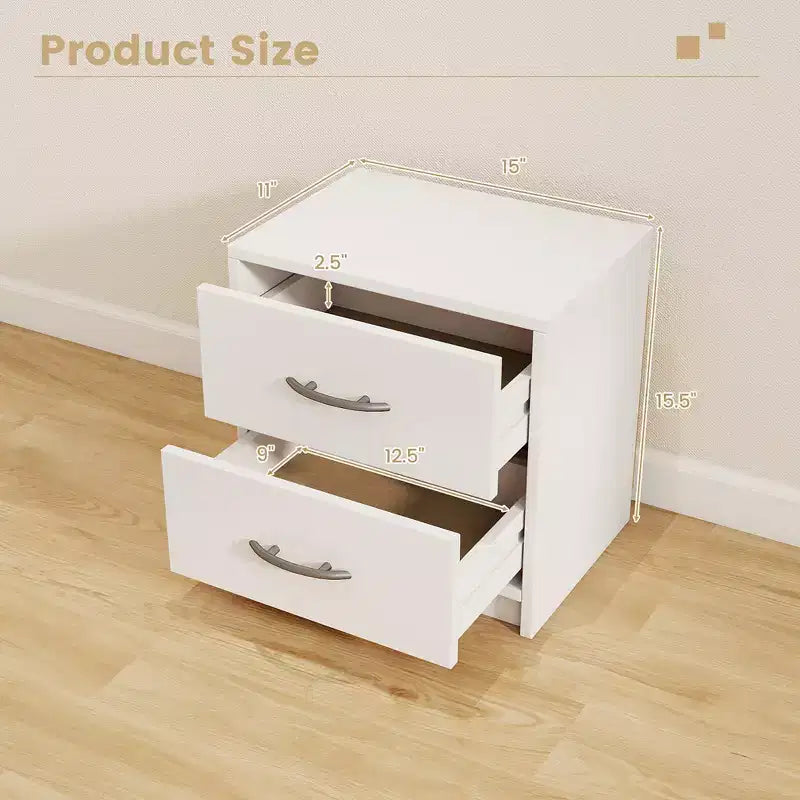 Costway Table de Chevet Moderne à 2 Tiroirs avec Rangement pour Salon Chambre à Coucher