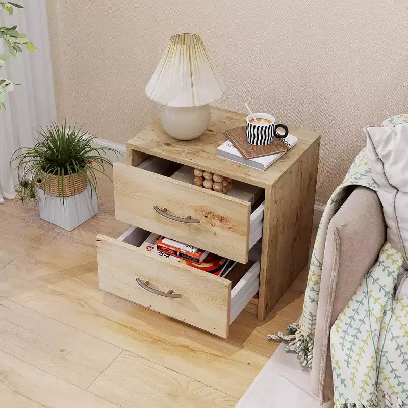 Costway Table de Chevet Moderne à 2 Tiroirs avec Rangement pour Salon Chambre à Coucher