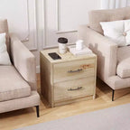 Costway Table de Chevet Moderne à 2 Tiroirs avec Rangement pour Salon Chambre à Coucher