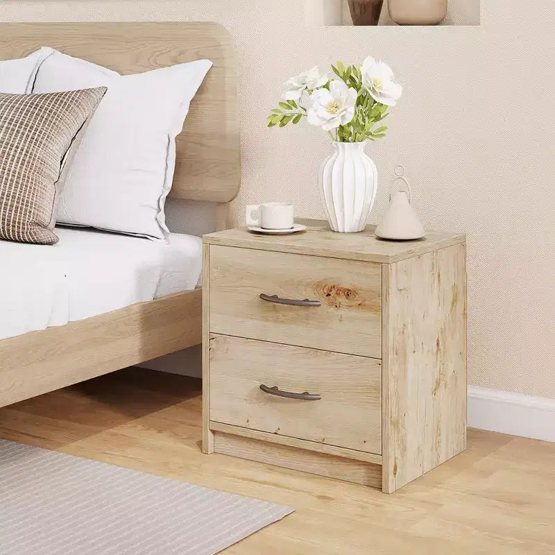 Costway Table de Chevet Moderne à 2 Tiroirs avec Rangement pour Salon Chambre à Coucher