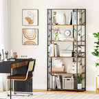 Costway Bibliothèque à 6 niveaux avec cadre en métal robuste et 2 dispositifs anti-basculement pour salon