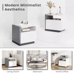 Costway Table de Chevet Moderne Minimaliste avec Tiroir Table d'Appoint Asymétrique
