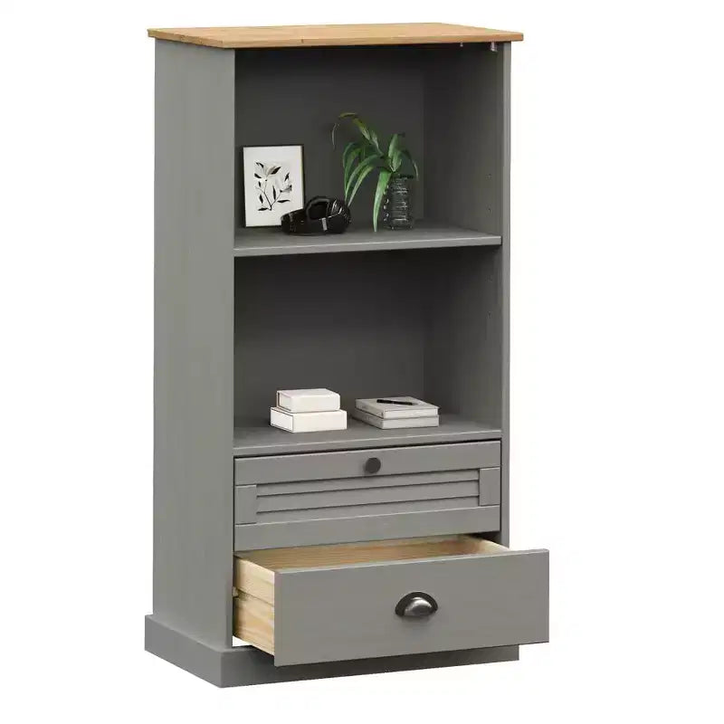 vidaXL Étagère à Livres de Rangement 2 Niveaux avec Tiroirs VIGO Bois Massif de Pin
