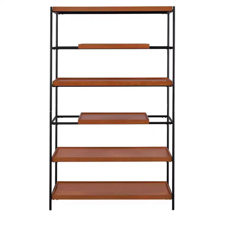 Bibliothèque GDFStudio Bryn 70" (178 cm) moderne 6 étagères en chêne miel