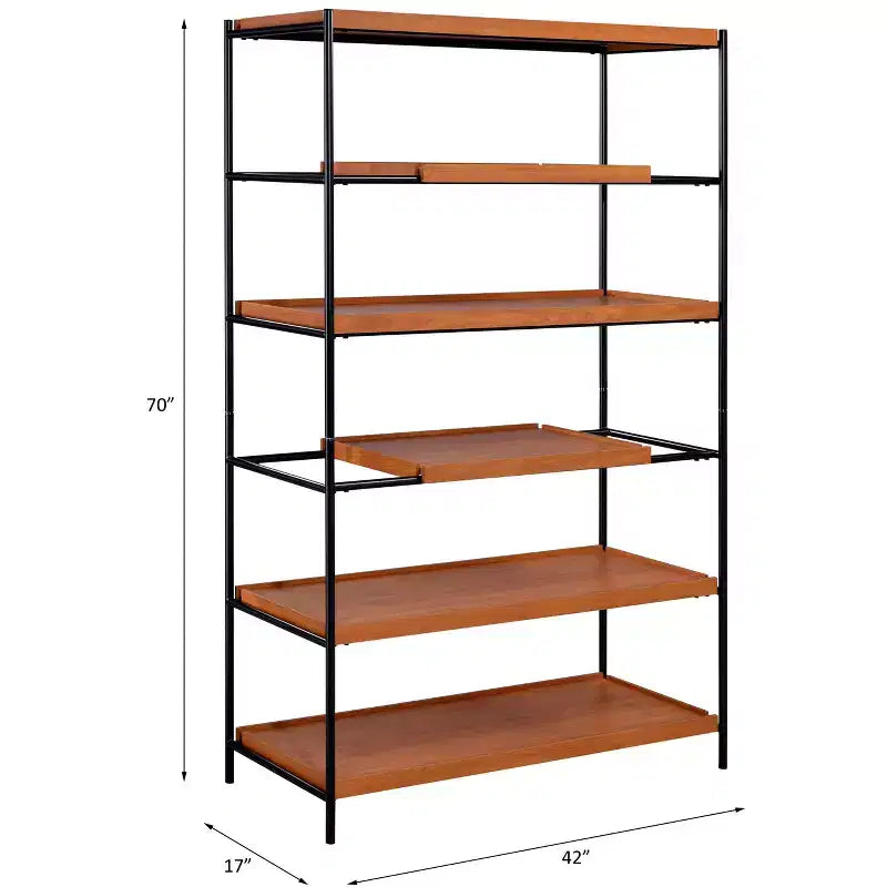 Bibliothèque GDFStudio Bryn 70" (178 cm) moderne 6 étagères en chêne miel