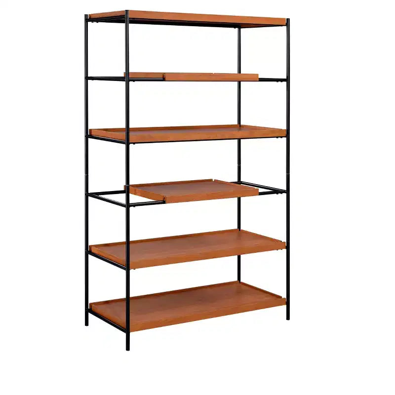 Bibliothèque GDFStudio Bryn 70" (178 cm) moderne 6 étagères en chêne miel