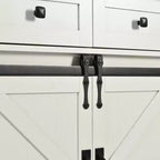 Îlot de cuisine de ferme avec prise de courant, îlot de rangement de cuisine à 2 portes coulissantes de grange avec abattant, chariot de cuisine roulant à roulettes