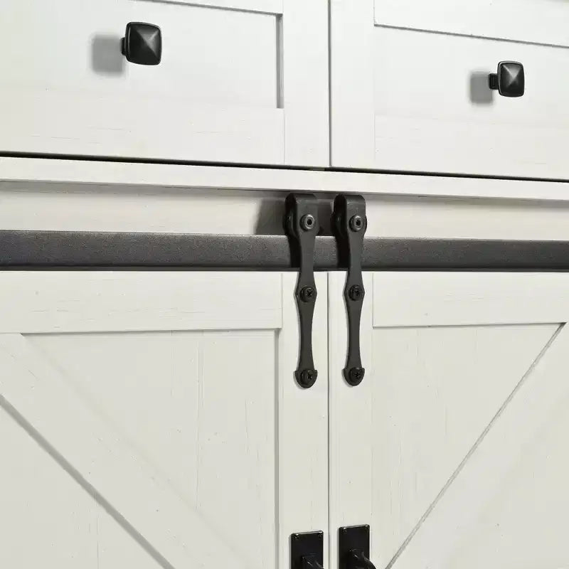 Îlot de cuisine de ferme avec prise de courant, îlot de rangement de cuisine à 2 portes coulissantes de grange avec abattant, chariot de cuisine roulant à roulettes