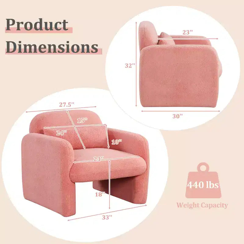Costway Lot de 2 fauteuils d'appoint modernes en fausse fourrure avec coussin lombaire