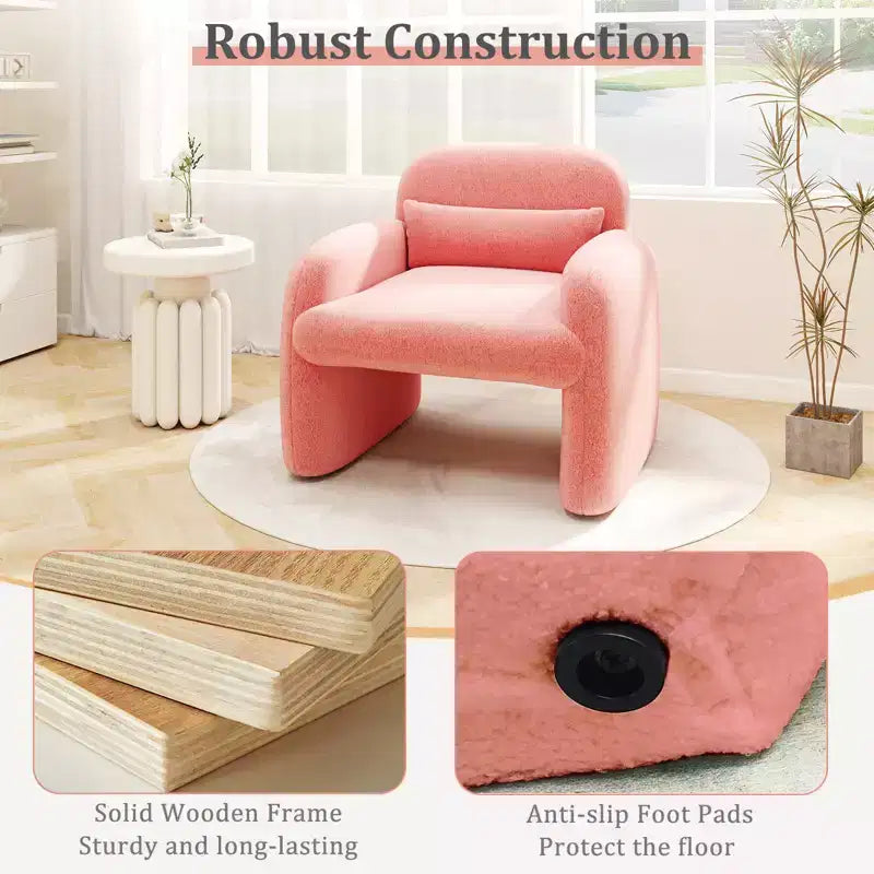 Costway Lot de 2 fauteuils d'appoint modernes en fausse fourrure avec coussin lombaire