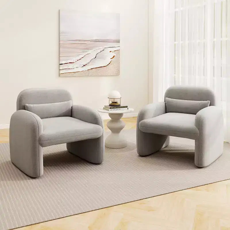 Costway Lot de 2 fauteuils d'appoint modernes en fausse fourrure avec coussin lombaire