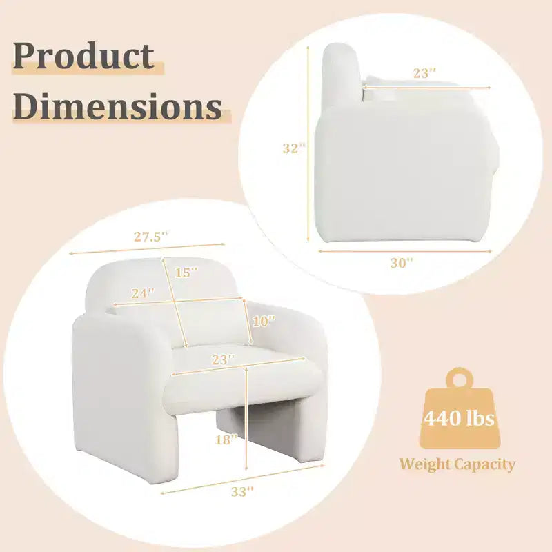 Costway Lot de 2 fauteuils d'appoint modernes en fausse fourrure avec coussin lombaire