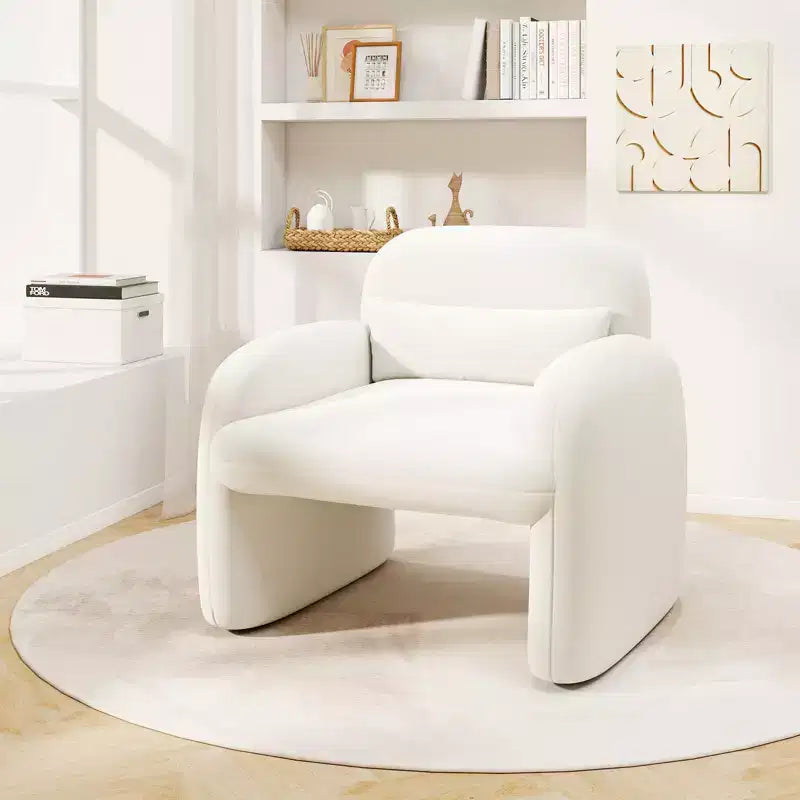 Costway Lot de 2 fauteuils d'appoint modernes en fausse fourrure avec coussin lombaire