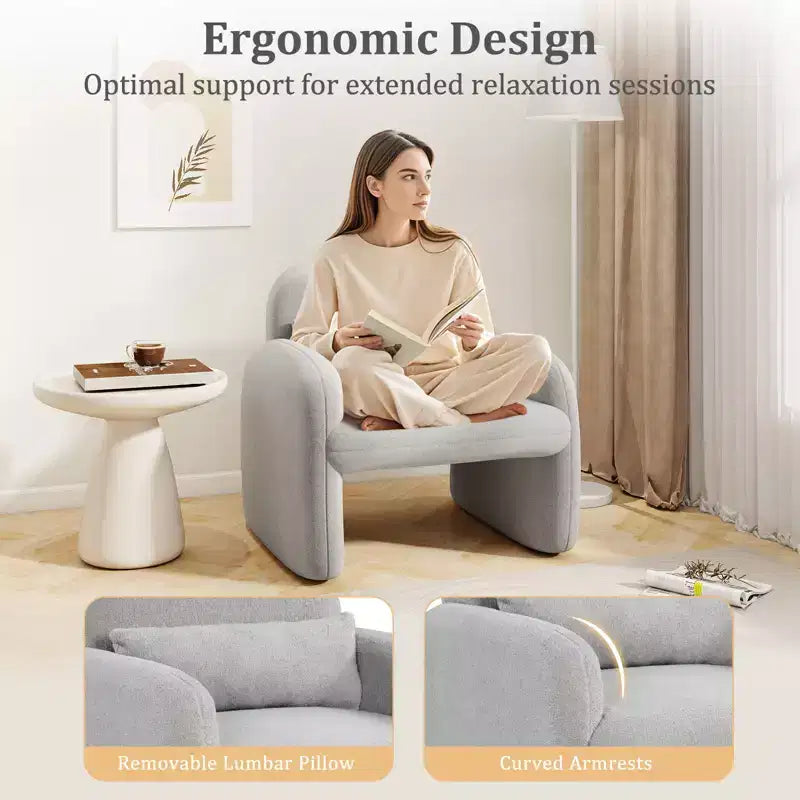 Costway Lot de 2 fauteuils d'appoint modernes en fausse fourrure avec coussin lombaire