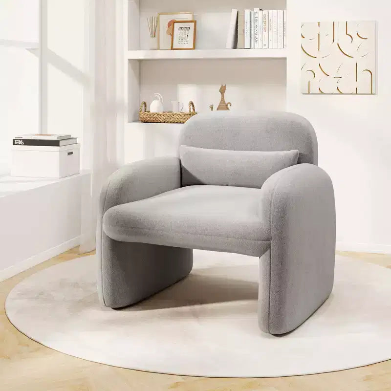 Costway Lot de 2 fauteuils d'appoint modernes en fausse fourrure avec coussin lombaire