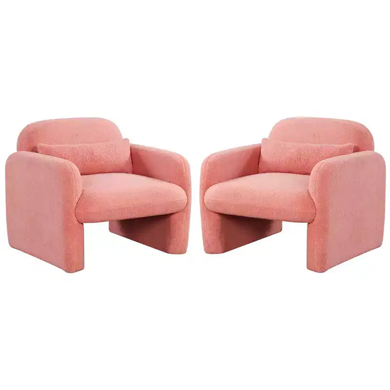 Costway Lot de 2 fauteuils d'appoint modernes en fausse fourrure avec coussin lombaire
