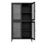 Armoire de rangement en métal, armoire de présentation haute de 150 cm avec 4 portes vitrées, meuble de rangement de cuisine, armoire de rangement en verre pour la maison ou le bureau