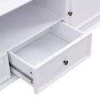 Meuble TV moderne avec compartiment ouvert pour TV 80 pouces, meuble de rangement TV avec tiroirs, console média avec pieds solides pour salon