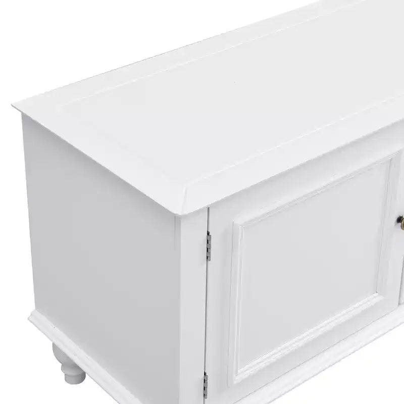 Meuble TV moderne avec compartiment ouvert pour TV 80 pouces, meuble de rangement TV avec tiroirs, console média avec pieds solides pour salon