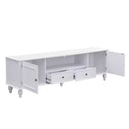 Meuble TV moderne avec compartiment ouvert pour TV 80 pouces, meuble de rangement TV avec tiroirs, console média avec pieds solides pour salon