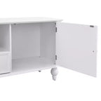 Meuble TV moderne avec compartiment ouvert pour TV 80 pouces, meuble de rangement TV avec tiroirs, console média avec pieds solides pour salon
