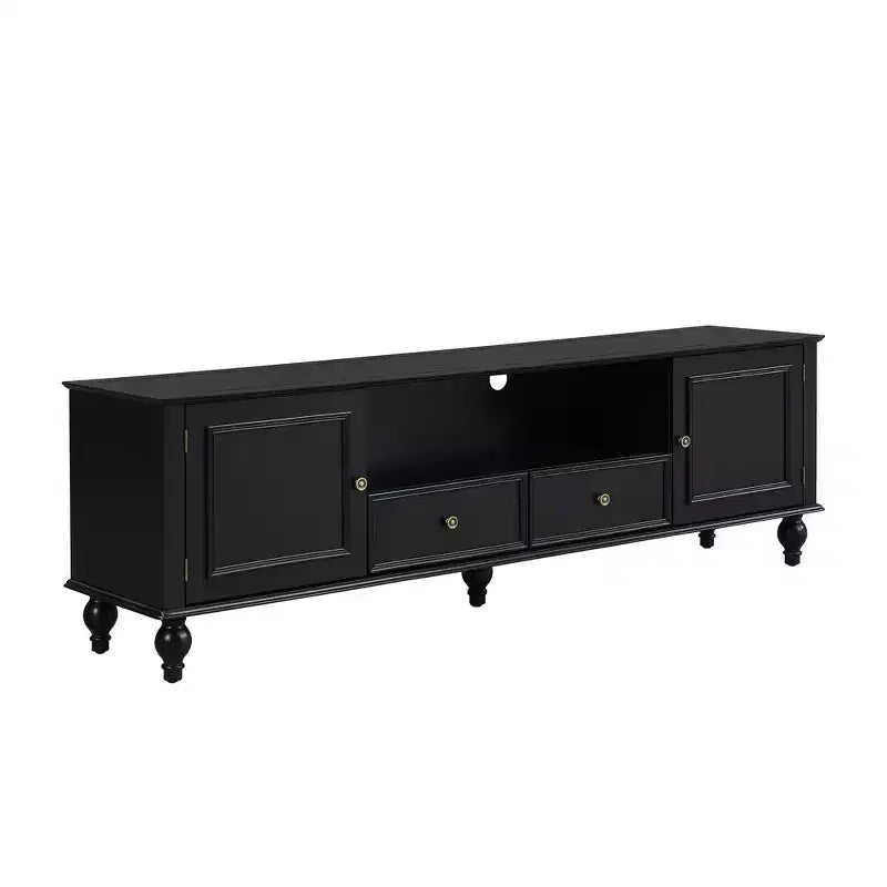 Meuble TV moderne avec compartiment ouvert pour TV 80 pouces, meuble de rangement TV avec tiroirs, console média avec pieds solides pour salon