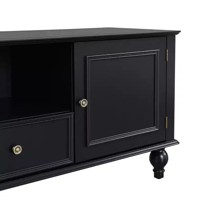 Meuble TV moderne avec compartiment ouvert pour TV 80 pouces, meuble de rangement TV avec tiroirs, console média avec pieds solides pour salon