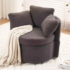 Swivel Accent Chair, 360Swivel Barrel Chair with Storage, Upholstered Arm Chair with Cushion, Modern Round Chair for Living Room Bedroom