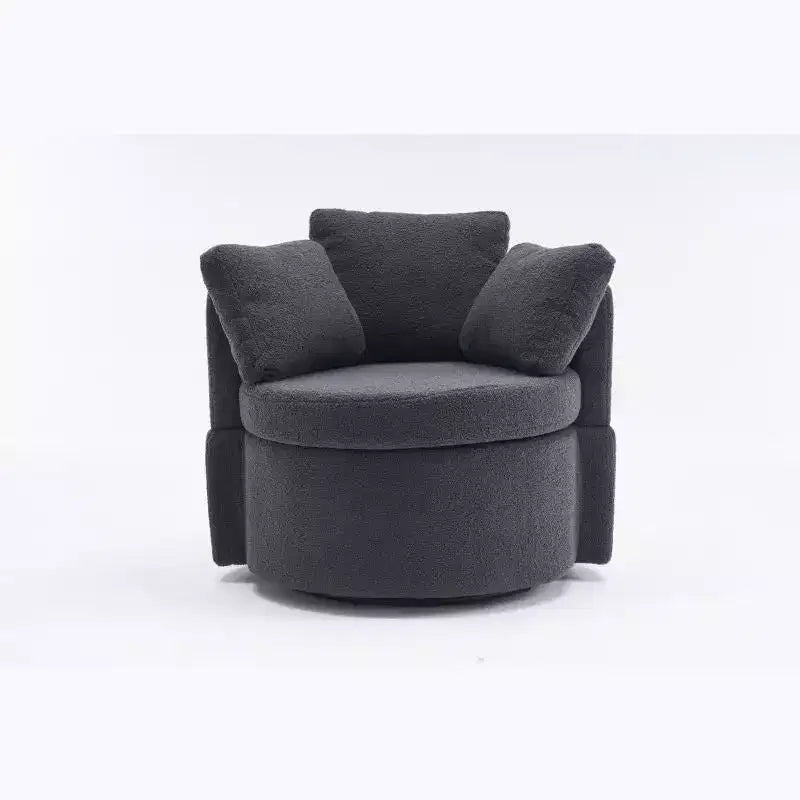 Fauteuil pivotant, fauteuil baril pivotant à 360° avec rangement, fauteuil rembourré avec coussin, chaise ronde moderne pour salon et chambre