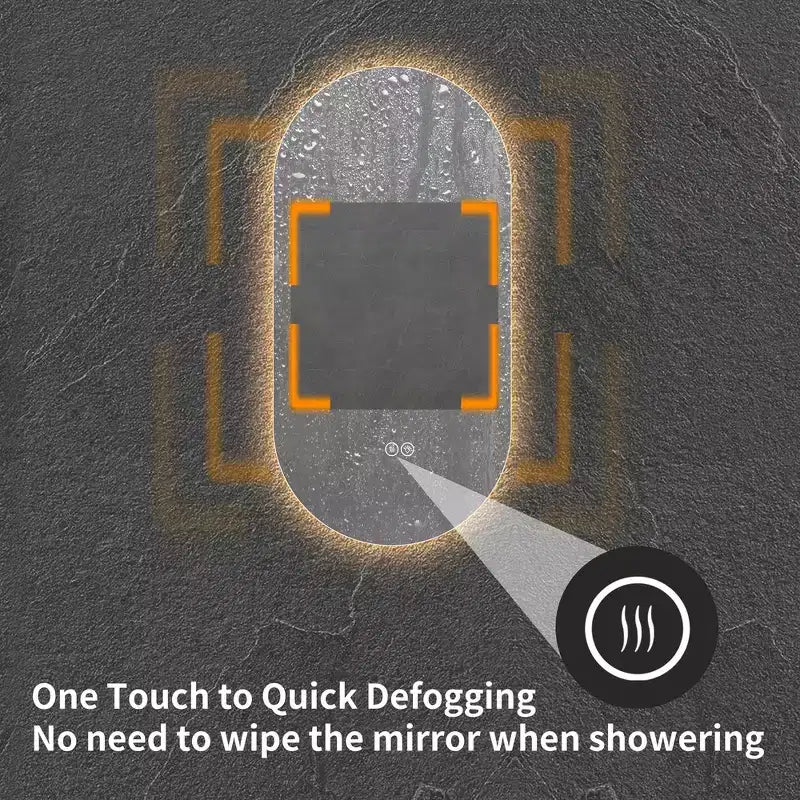 Miroir de salle de bain mural intelligent Whisen 30, miroir anti-buée à écran tactile