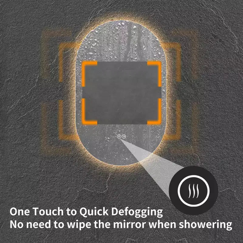 Miroir de salle de bain mural intelligent Whisen 30, miroir anti-buée à écran tactile