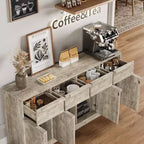 Buffet Bahut Moderne, Grand Meuble de Rangement à Café avec Panneaux Effet Bois, Rangement Multifonctionnel pour Salon