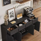 Buffet Bahut Moderne, Grand Meuble de Rangement à Café avec Panneaux Effet Bois, Rangement Multifonctionnel pour Salon