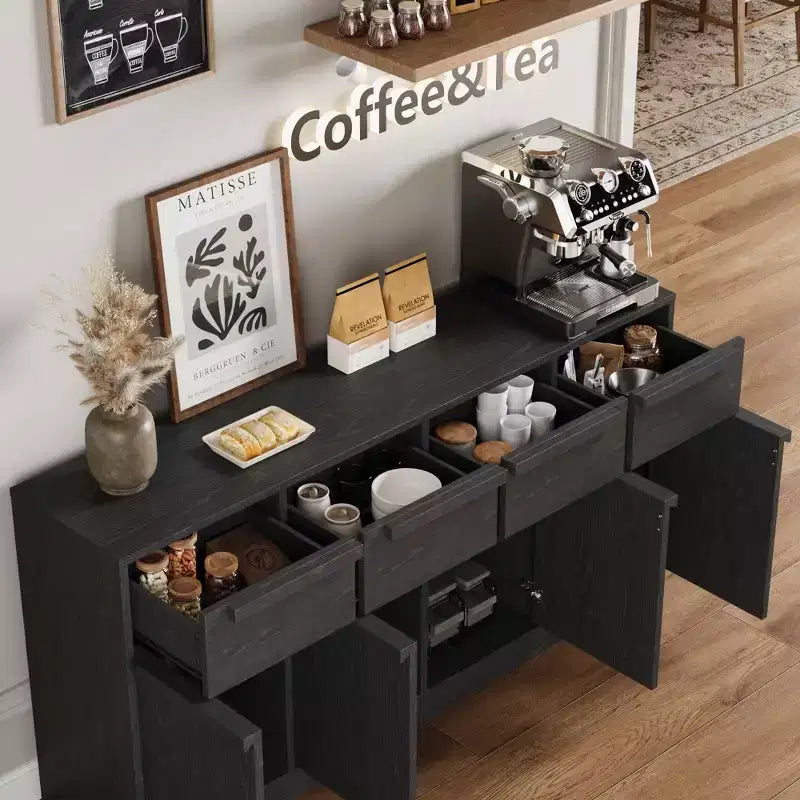 Buffet Bahut Moderne, Grand Meuble de Rangement à Café avec Panneaux Effet Bois, Rangement Multifonctionnel pour Salon