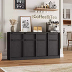 Buffet Bahut Moderne, Grand Meuble de Rangement à Café avec Panneaux Effet Bois, Rangement Multifonctionnel pour Salon