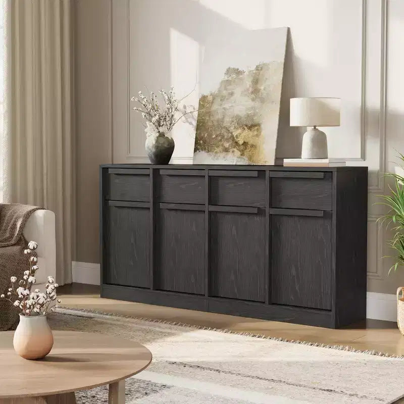 Buffet Bahut Moderne, Grand Meuble de Rangement à Café avec Panneaux Effet Bois, Rangement Multifonctionnel pour Salon