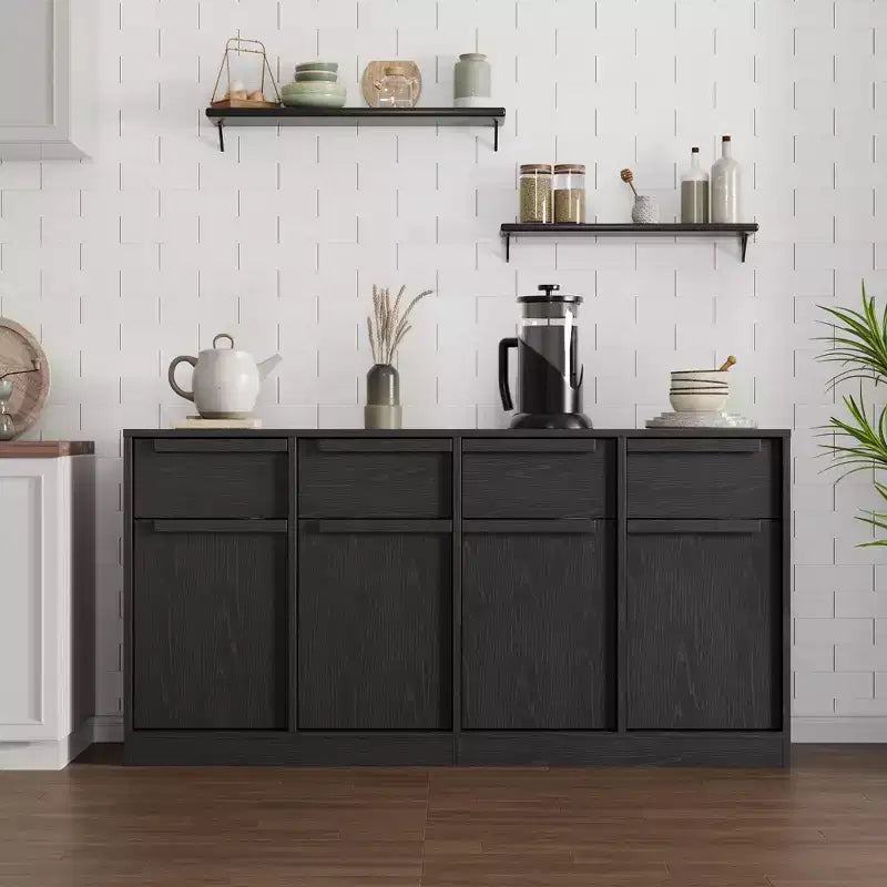 Buffet Bahut Moderne, Grand Meuble de Rangement à Café avec Panneaux Effet Bois, Rangement Multifonctionnel pour Salon