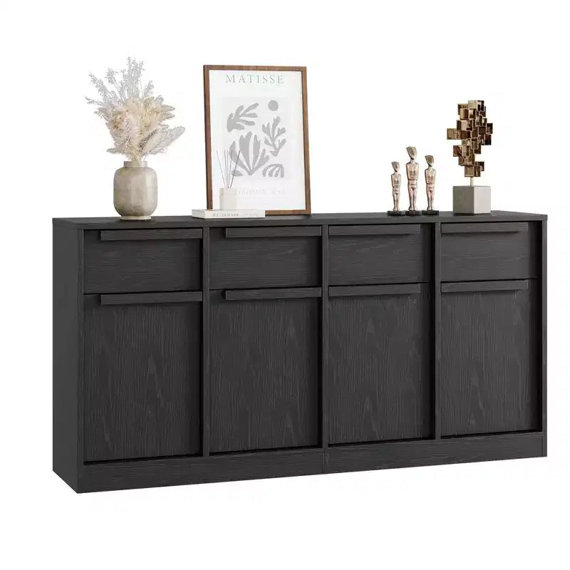 Modern Sideboard Buffet Cabinet,Large Coffee Storage Cabinet with Wood Grain Panels, Multi-Functional Storage for Living Room