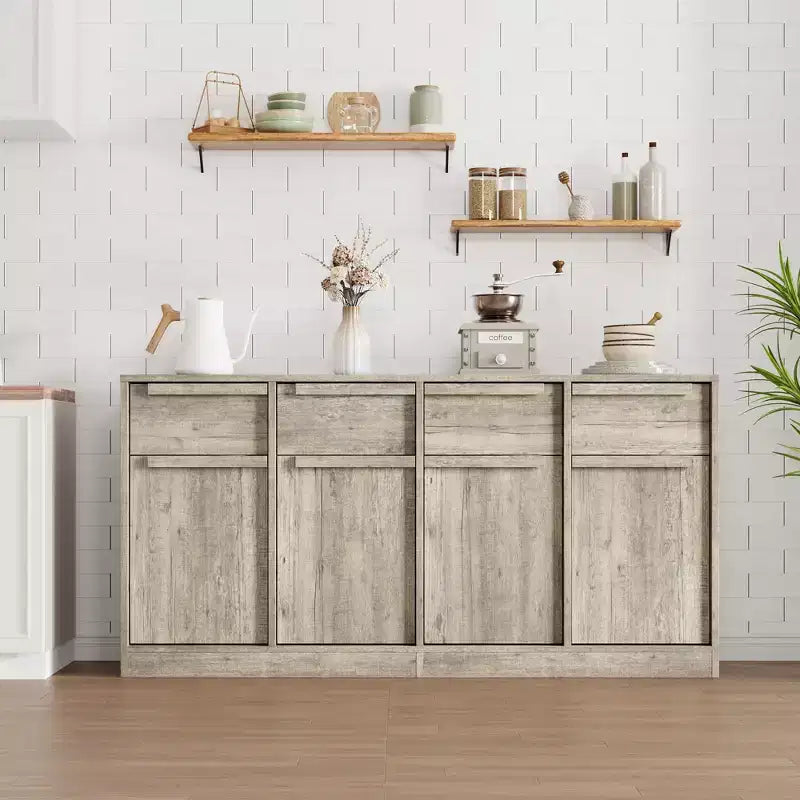 Buffet Bahut Moderne, Grand Meuble de Rangement à Café avec Panneaux Effet Bois, Rangement Multifonctionnel pour Salon