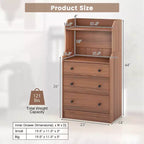 Commode à 3 tiroirs Costway, 44 po de hauteur, meuble de rangement en bois avec 2 étagères ouvertes, Noyer
