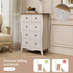 Costway Lot de 2 commodes de 96,5 cm style Ferme avec 5 tiroirs pliables en tissu et kit anti-basculement