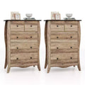 Costway 2PCS 38 Farmhouse Chest of Drawers w/ 5 Folding Fabric Drawers & Anti-tipping Kit