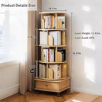 Étagère Tour Pivotante à 360°, Bibliothèque Rotative en Bois, Étagère d'Angle Pivotante, Organisateur de Rangement